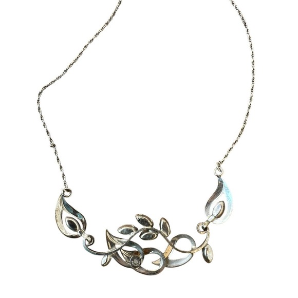 Vintage Sterling A.B. Rhinestone Necklace Curtis Creations‎ Signed Short Chain - Picture 5 of 9